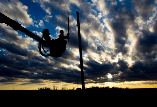 pole work at dusk